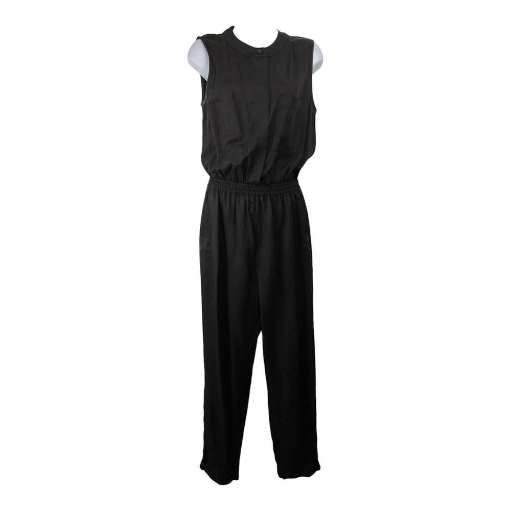 Allison Joy Womens‎ Black Sleeveless Jumpsuit Sz S Minimalist Utility Grunge